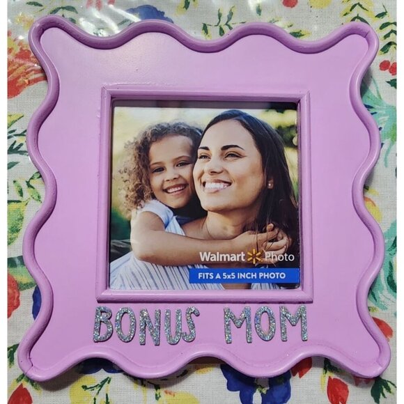 Bonus Mom Purple Wood Tabletop Picture Frame Mother's Day Birthday Gift - Picture 1 of 8